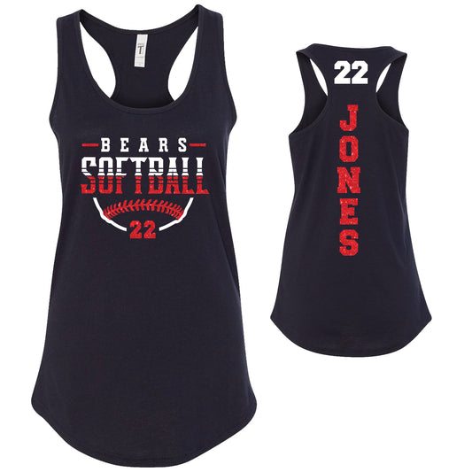 Custom Softball Team Glitter Deisgn Next Level Fitted Racerback Tank Top - sp168.1533