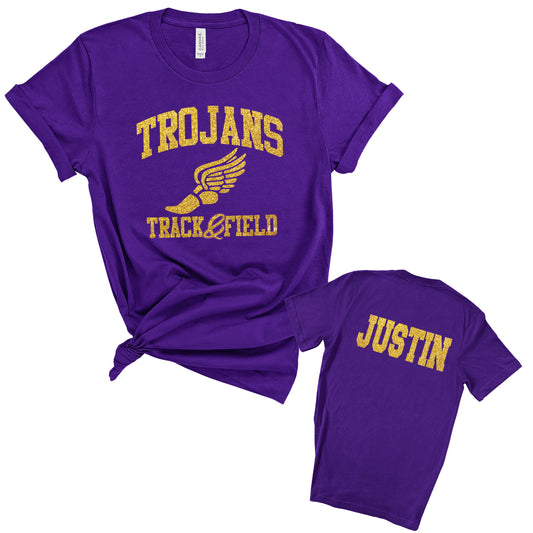 Track and Field Personalized Glitter Design Unisex Soft Bella + Canvas Jersey T Shirt - 3001 (Copy)