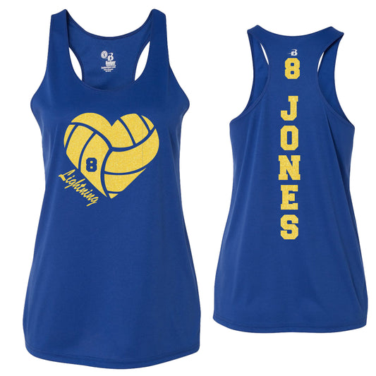 Custom Volleyball Heart Glitter Design Badger DRI FIT Racerback Tank Top - 4166